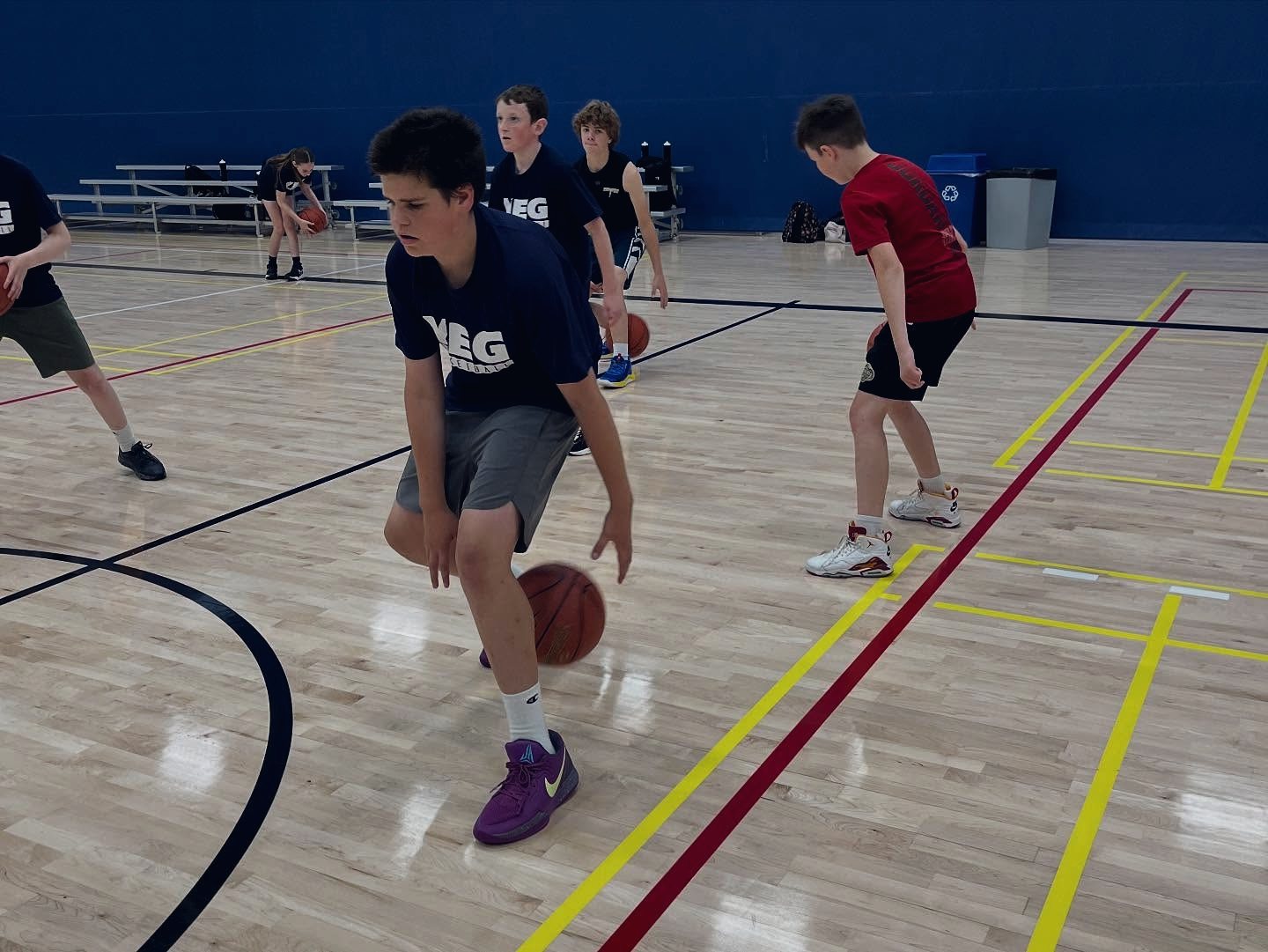Campers working on shooting and footwork