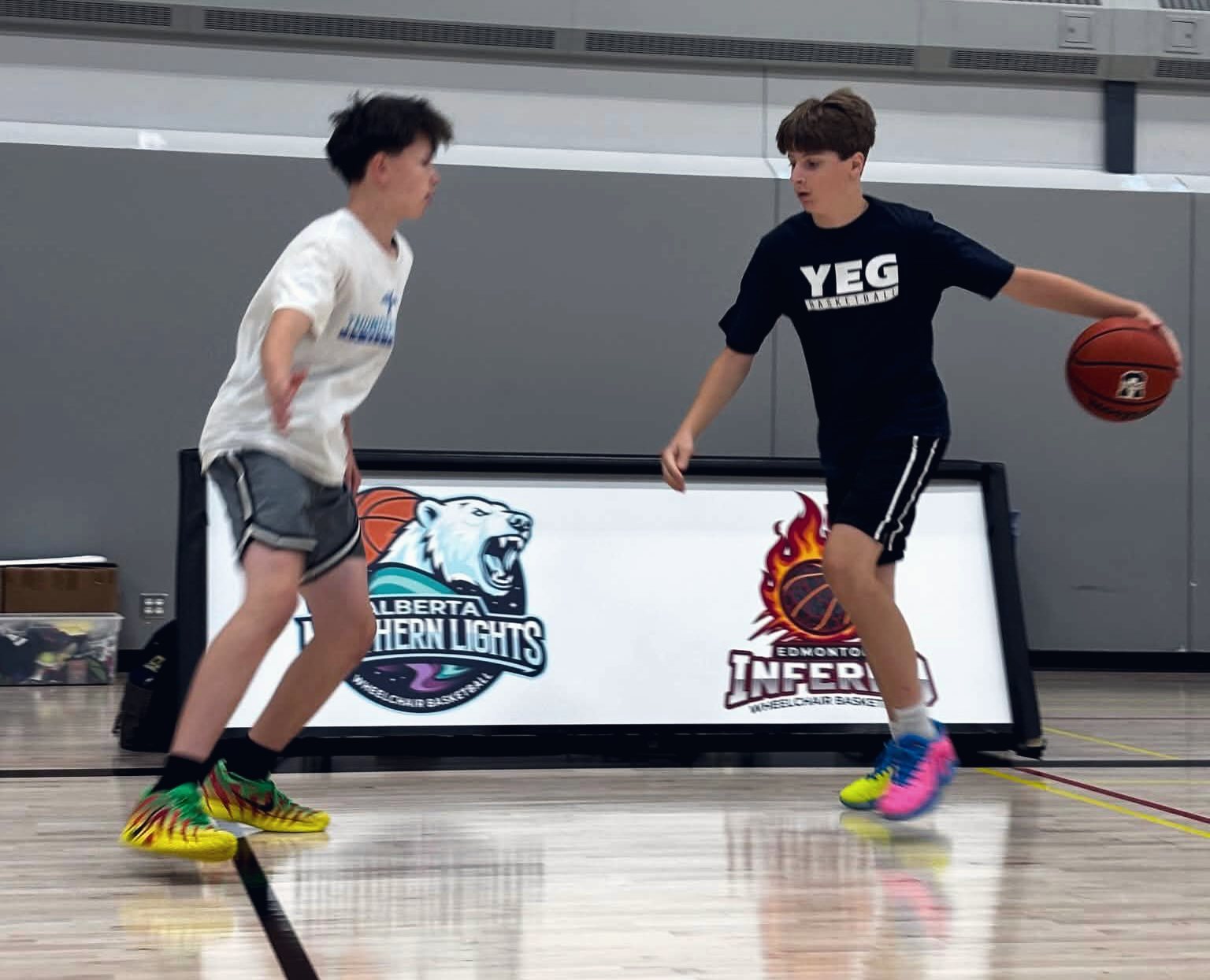 Camper driving to the basket