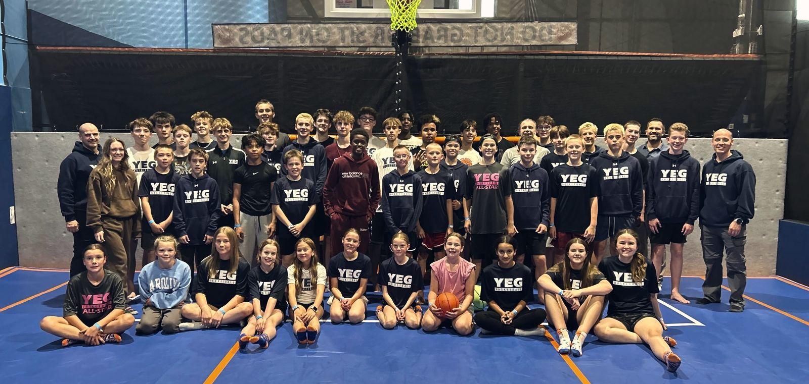 The whole YEG BASKETBALL club, players and coaches, at the end of the 2026 spring season
